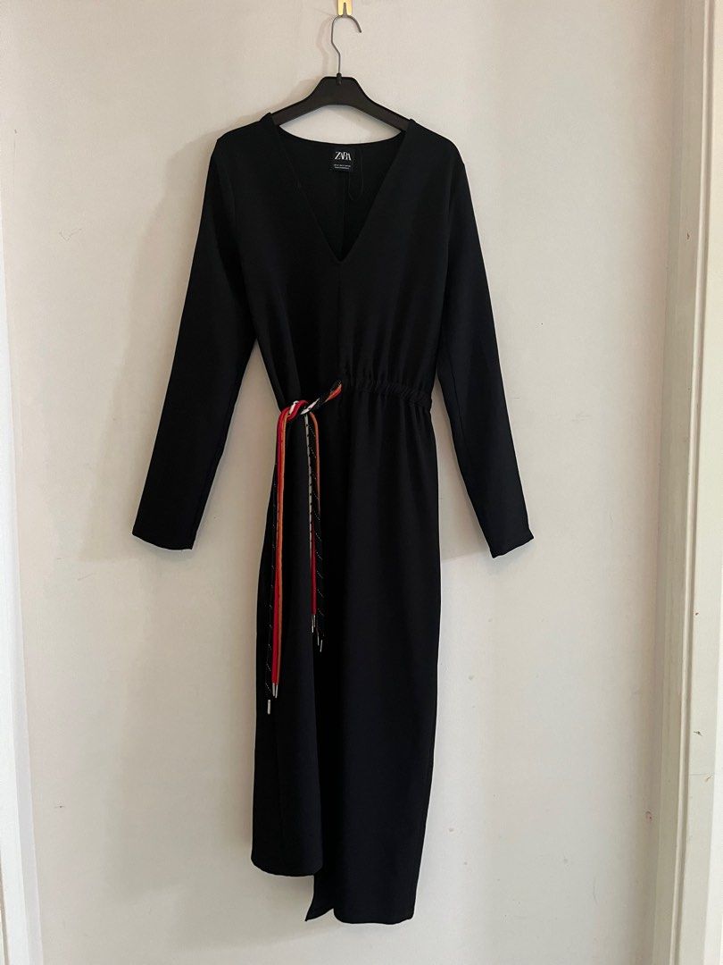 Zara black tie dress sales
