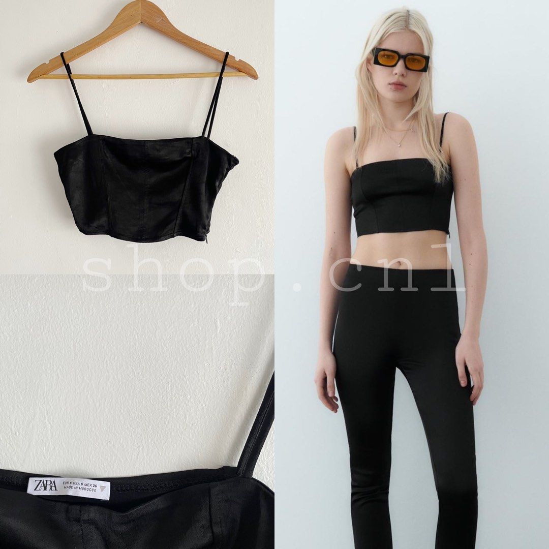 ZARA Satin Crop Top, Women's Fashion, Tops, Others Tops on Carousell