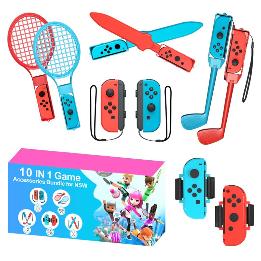10 In 1 Nintendo Switch Sports Accessories Bundle Set(Joy-con  Wristband/Tennis Racket/Leg Strap/Golf Clubs/Sword, Video Gaming, Gaming  Accessories, Cases & Covers on Carousell