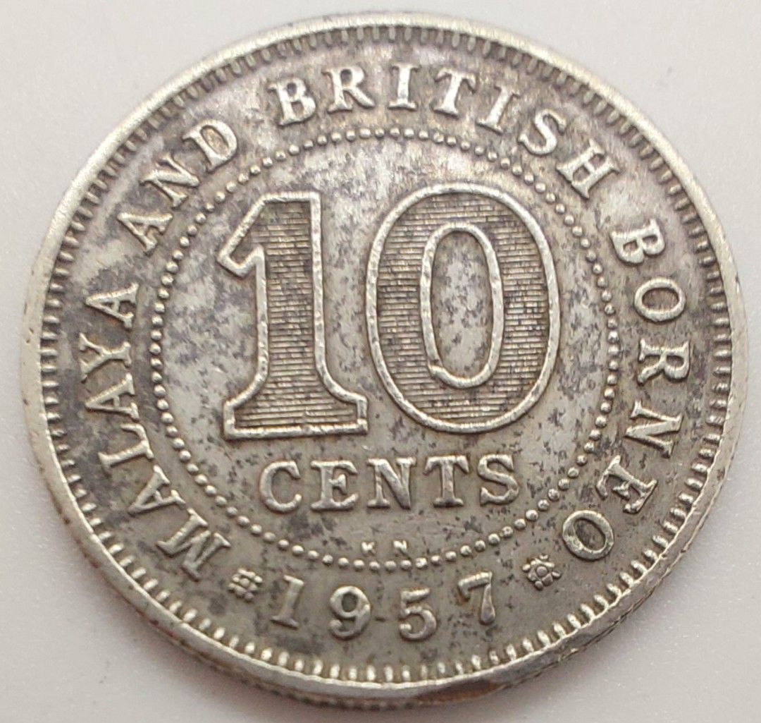 1957年英屬馬來西亞10仙/流通幣/1957/British Malaya Ten Cents/Circulation coins, 興趣及遊戲,  收藏品及紀念品, 錢幣- Carousell