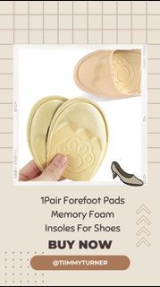 1Pair Forefoot Pads Memory Foam Insoles For Shoes