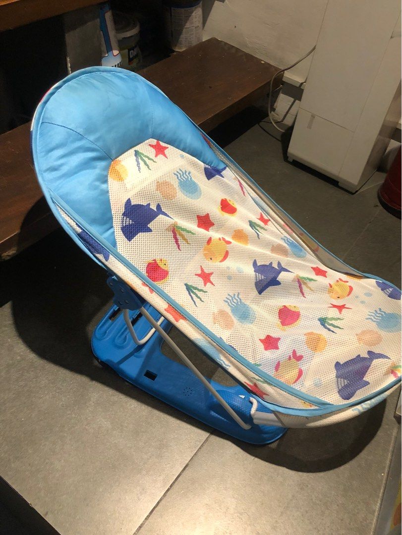 Baby Bath Seat (Category: Bathtub & Bath Accessories) located in Manila. Submitted by artsygunda (Listing ID 1294244848, Image 1). Description: Baby Bath Chair Reclinable Chair Net seat Has minor flaw. See last photo But still serve its purpose. .