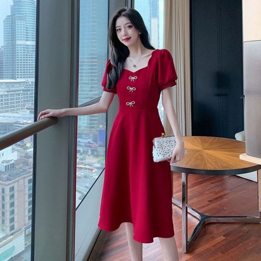 BRAND NEW IN STOCK Korean Designed and Made Korean Style Puffy Sleeve Elegant Thin Mini Summer Dress Women s Fashion Dresses Sets Dresses on Carousell