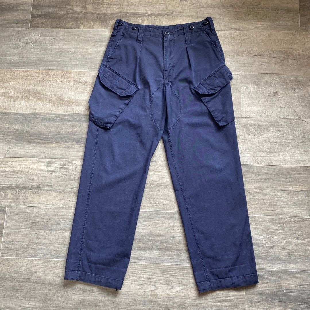 BRITISH ROYAL NAVY BLUE TROUSERS VINTAGE WORK PANTS CASUAL CHINO 