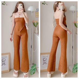 Brown Bandana Top and Flare Pants Coords