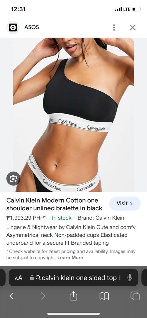 Calvin Klein Modern Cotton one shoulder unlined bralette in black
