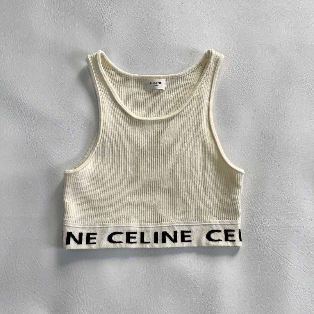 Celine SS21 Black Ribbed Crop Top - size M, Women's Fashion, Tops,  Sleeveless on Carousell