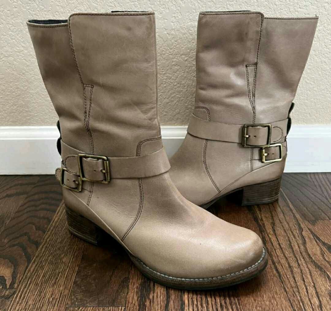 Clarks mid calf leather boots store