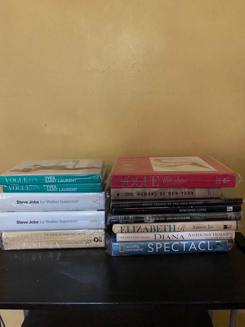 Coffee table books for only ₱200! (Category: Storybooks) located in Paranaque City. Submitted by katricesison (Listing ID 1294133012, Image 1). Description: Coffee table books ₱200 each! Vogue the Shoe - SOLD Humans on New York - SOLD Vogue on Yves Saint Laurent - ALL SOLD Steve Jobs - ALL SOLD Harley Davidson - SOLD Spectacle - SOLD Great Images - SOLD.