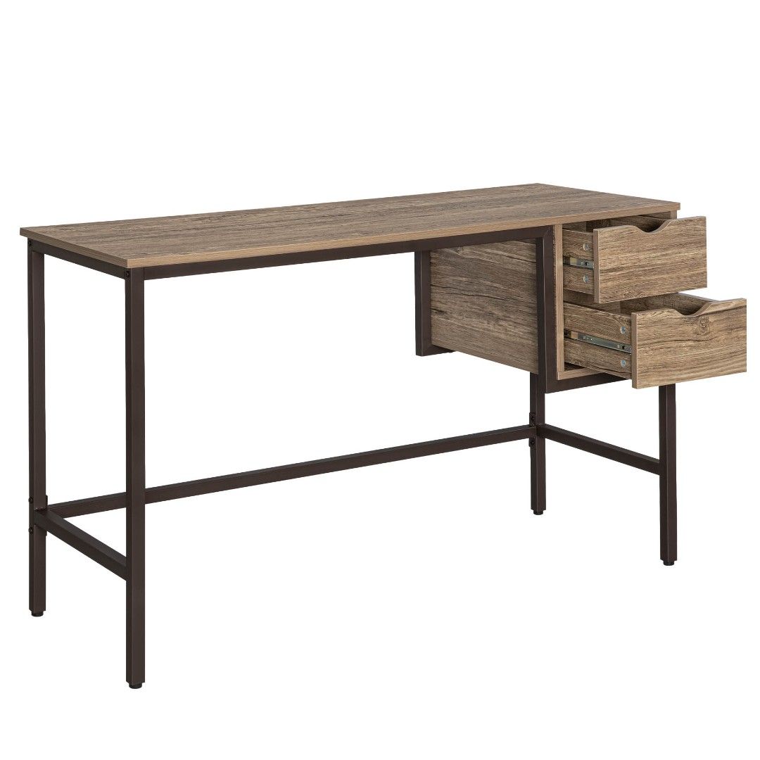 Computer/Study Table Desk (Category: Tables & Sets) located in Quezon City. Submitted by ughffsetx (Listing ID 1294239075, Image 3). Description: Computer table with 2 drawers for storage Made from PVC, Particle Board, and Metal Frame Color: Oak and Brown Size: 120 x 48 x 76 cm (LWH).