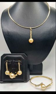 diamond and pearl necklace ring earring bracelet FASTBREAK 46.4grams 14k gold 1.20ct dia 12mm to 13mm ssp COD METRO MANILA