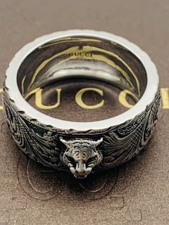 GUCCI Cat Head Silver Ring size 23