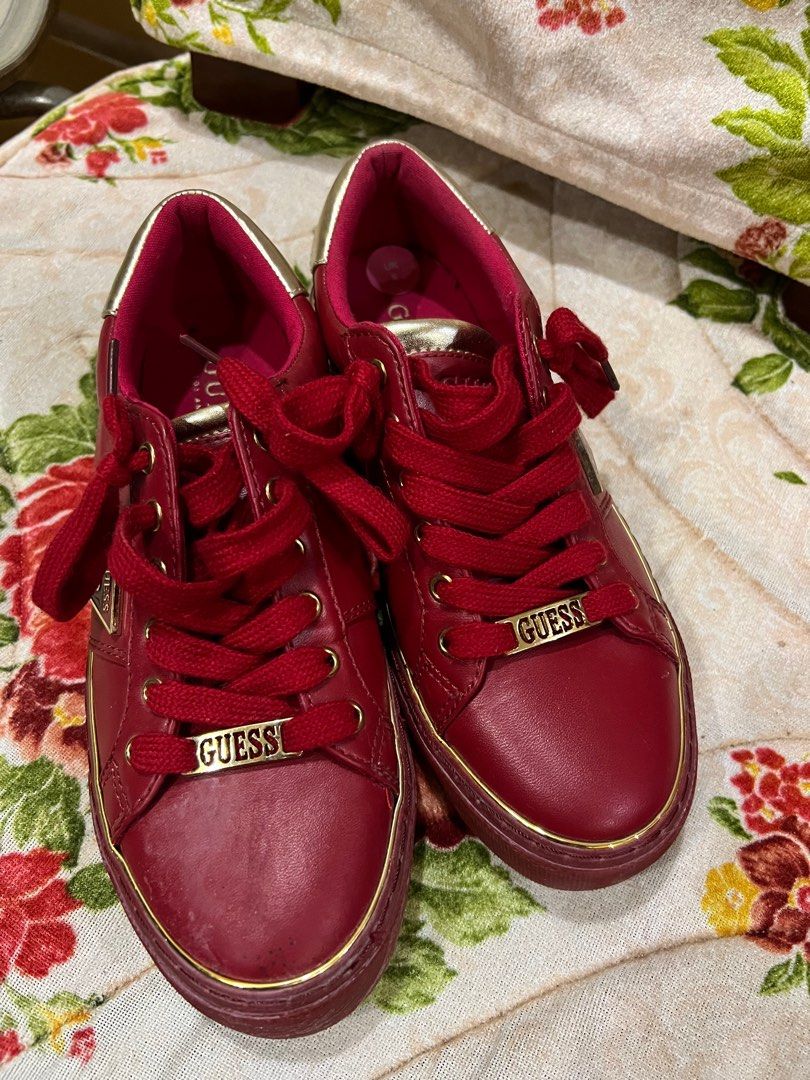 Guess Red Sneakers Women s Fashion Footwear Sneakers on Carousell