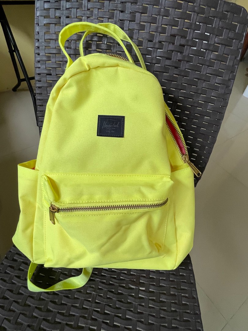 Herschel nova small neon yellow Women s Fashion Bags Wallets Backpacks on Carousell