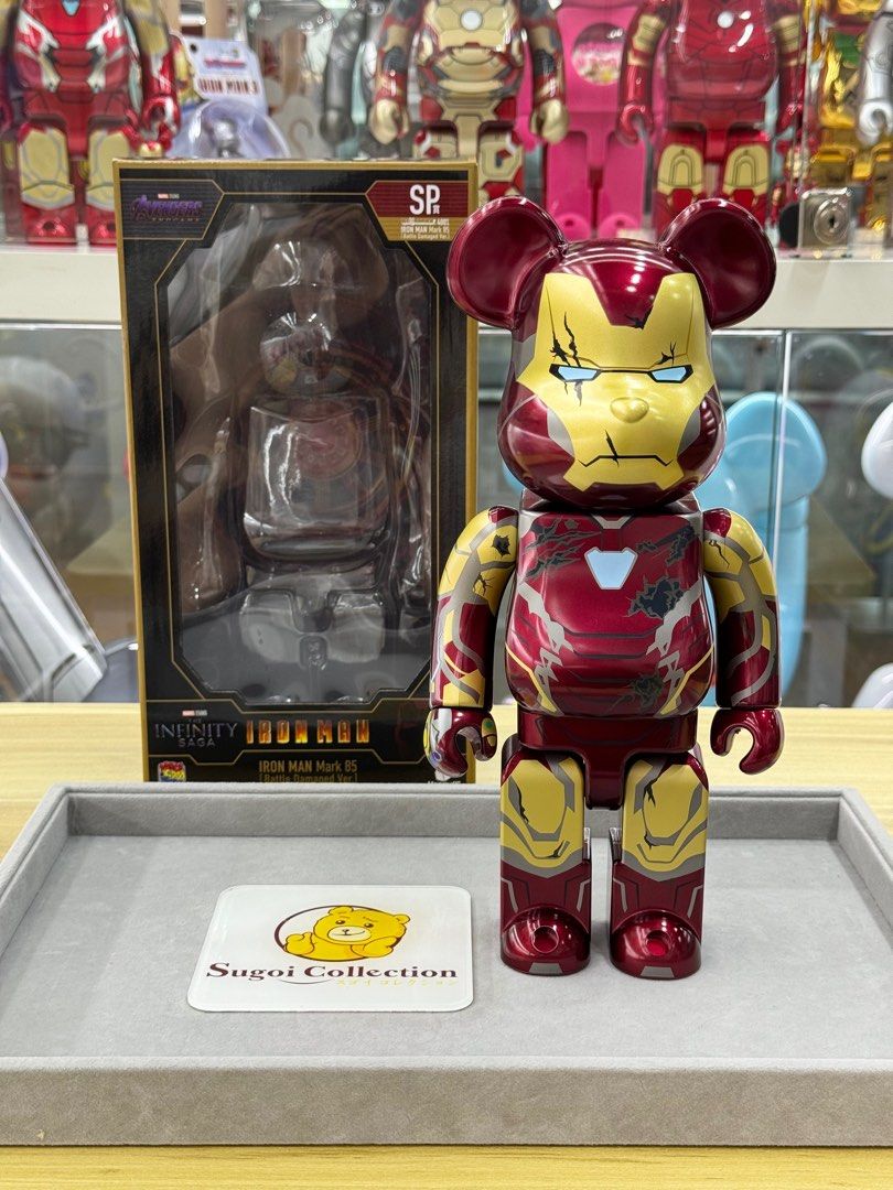[In Stock] BE@RBRICK x Happy Kuji Marvel Iron Man Mark 85 400% battle  damaged ver. mk85 ironman