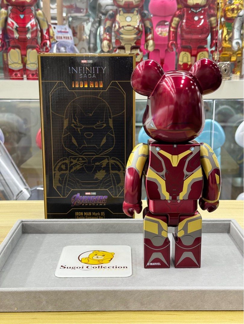 [In Stock] BE@RBRICK x Happy Kuji Marvel Iron Man Mark 85 400% battle  damaged ver. mk85 ironman