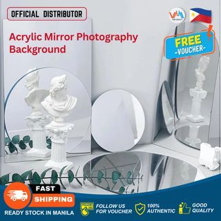 Ins Photo Props Acrylic Mirror Reflection Board  Photography Props Accessory Shooting Background  Posing Props for  Ornaments Jewelry Cosmetics Skin Care Electronic Products and Perfume Aesthetic Style Backdrop Photo Props- VMI Direct