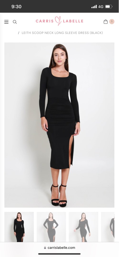 Leith Scoop Neck Long Sleeve Dress Black Women s Fashion Dresses Sets Dresses on Carousell