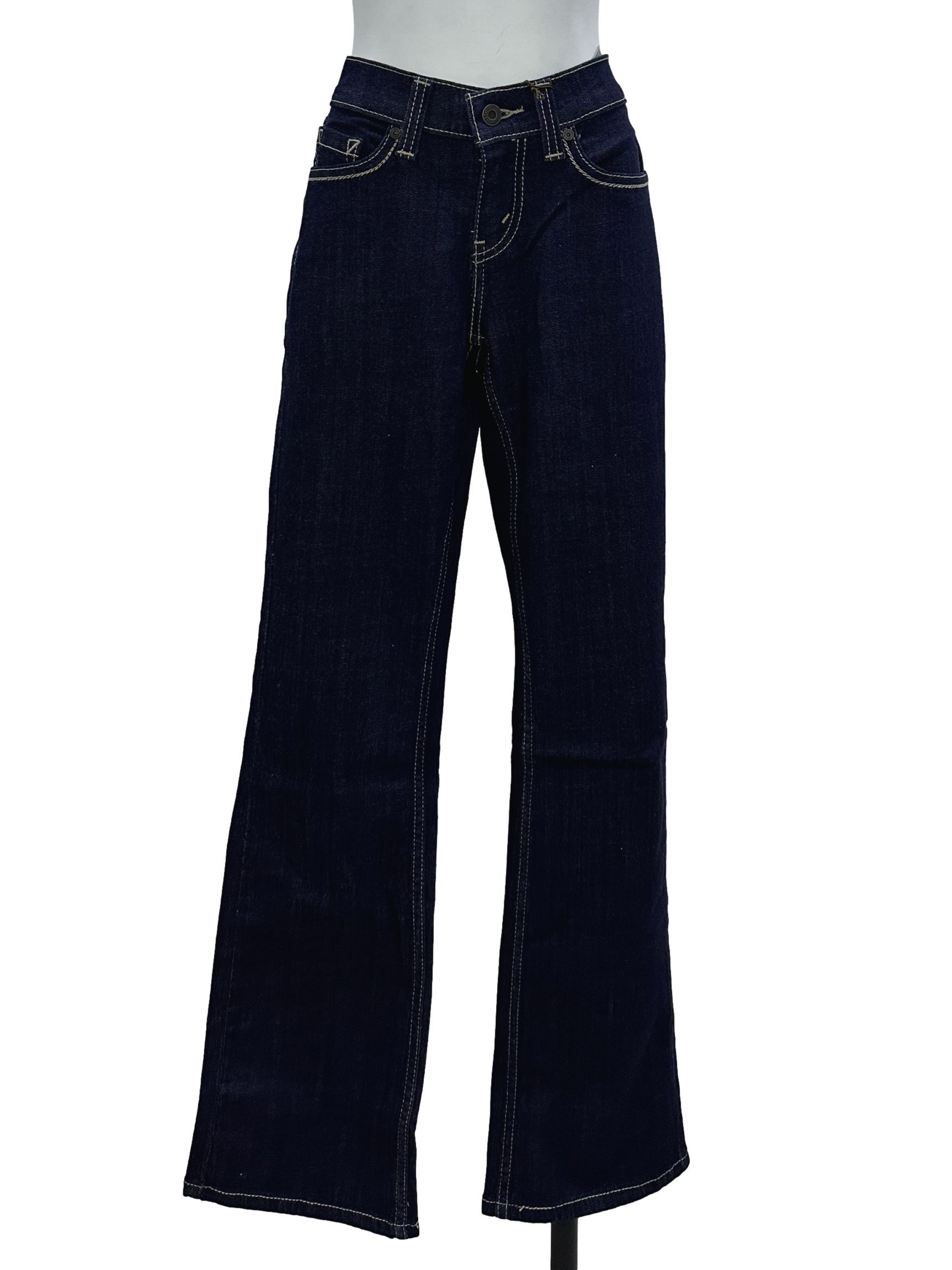 Dark Blue Mid Rise Bootcut Jeans