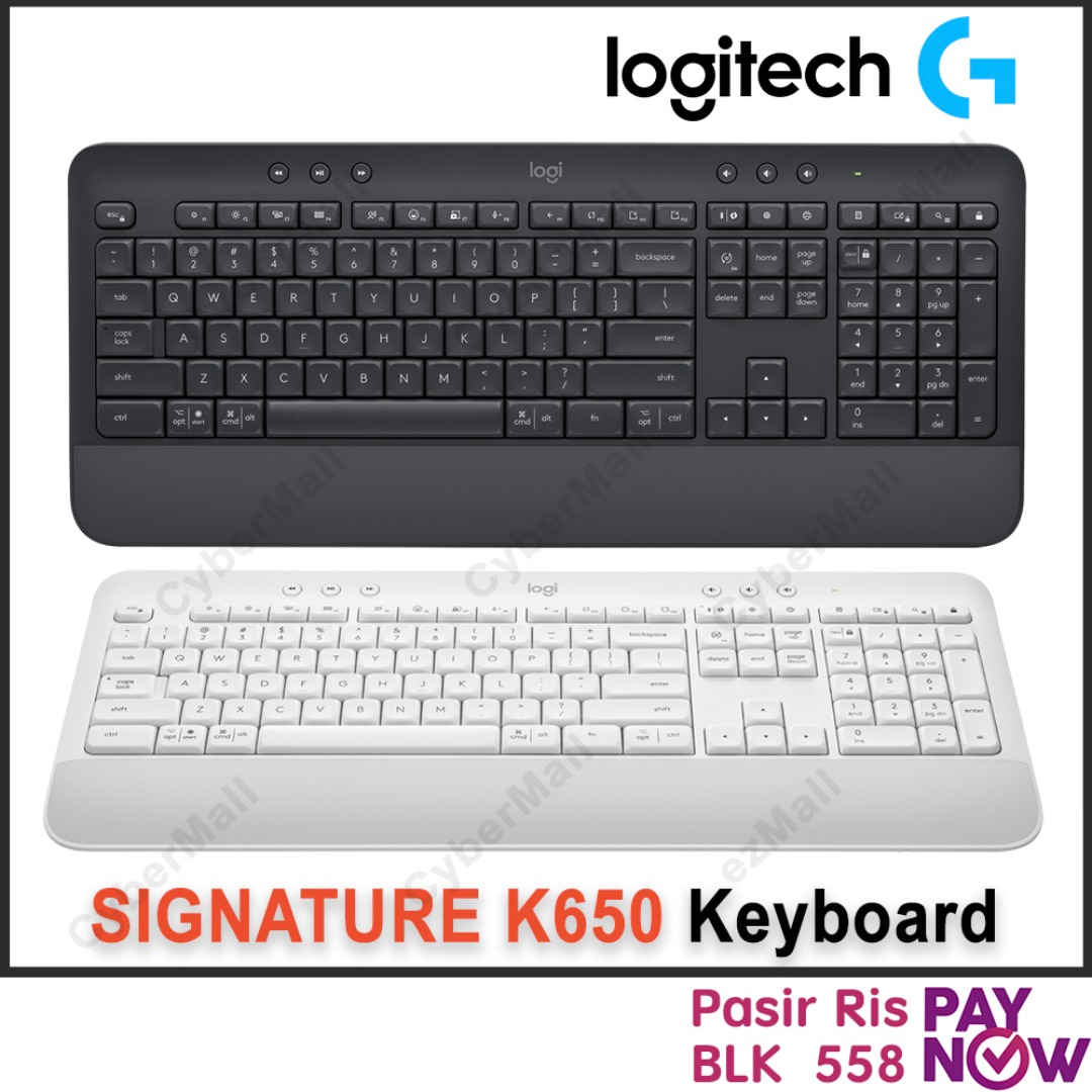Logitech Signature K650 Comfort Full-Size Wireless Keyboard with Wrist  Rest, BLE Bluetooth or Logi Bolt USB Receiver, Deep-Cushioned Keys, Numpad