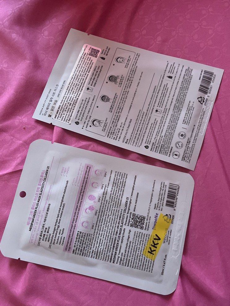 Masker missha rice sheetmask / medipam collagen sheetmask, Kesehatan ...