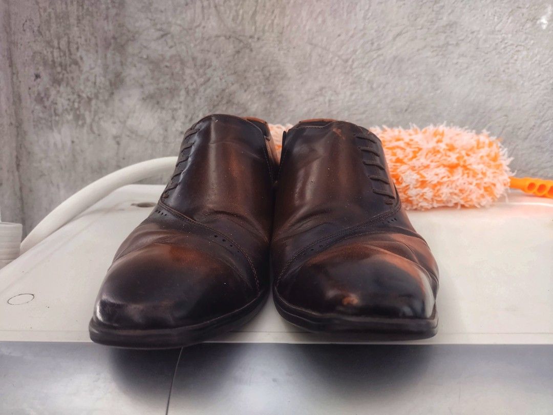 Men's Genuine Leather Shoes - Size 8.5 (Maroon), Men's Fashion