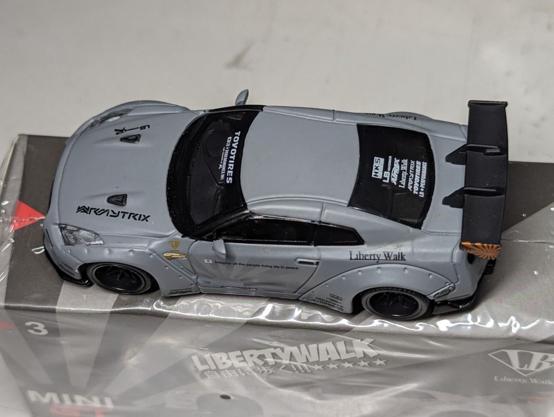 Mini GT Nissan GT-R R35 Matte Grey Liberty Walk LB-Works 1