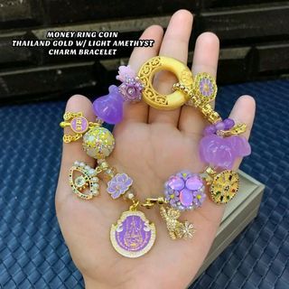 Money ring coin Thailand gold with light amethyst  bracelet