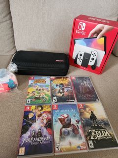 Nintendo Switch Oled Bundle (with white controllers, like brand new console)