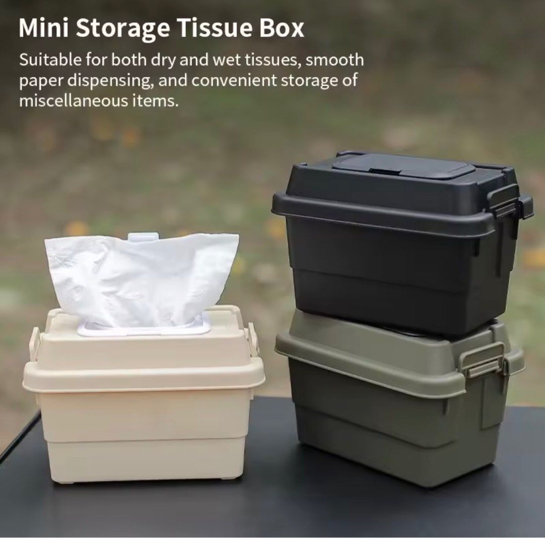 Outdoor mini storage box tissue box (Category: Storage Boxes & Baskets) located in Cainta. Submitted by janilen (Listing ID 1294115741, Image 1). Description: Brand new Mop gcsh. Shipping via shpee co Available: 1 black, 2 white, 2 army green.