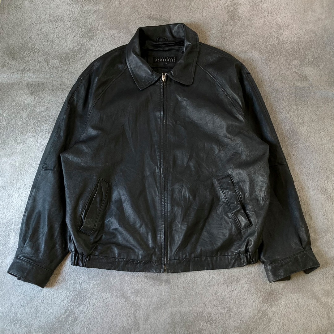 Perry ellis genuine leather jacket best sale