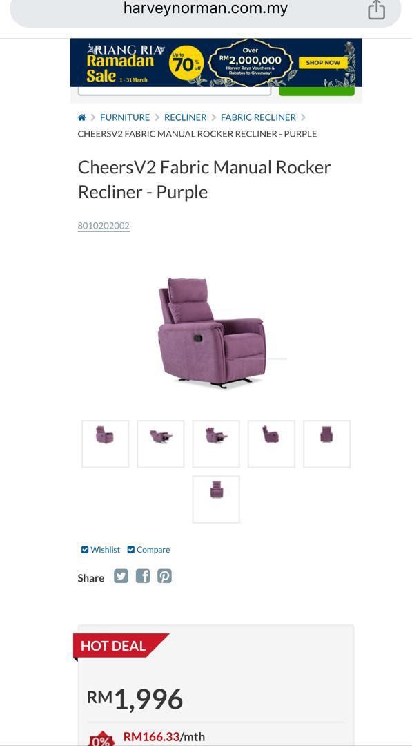 Harvey Norman Rocking Recliner Chair , Furniture & Home Living