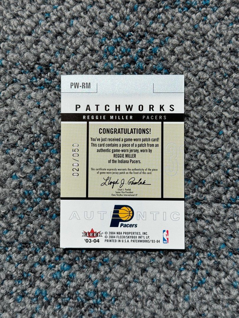 Reggie Miller 2003-04 Fleer Patchworks NBA Logoman Jersey Patch 