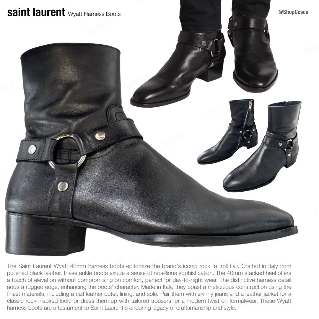 Saint Laurent Wyatt harness boots Men s Fashion Footwear Boots on Carousell