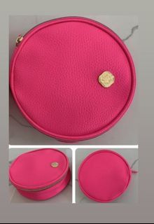 SHISEIDO NEON PINK LEATHER  MAKE UP  POUCH