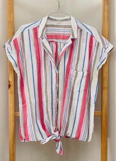 Striped button blouse