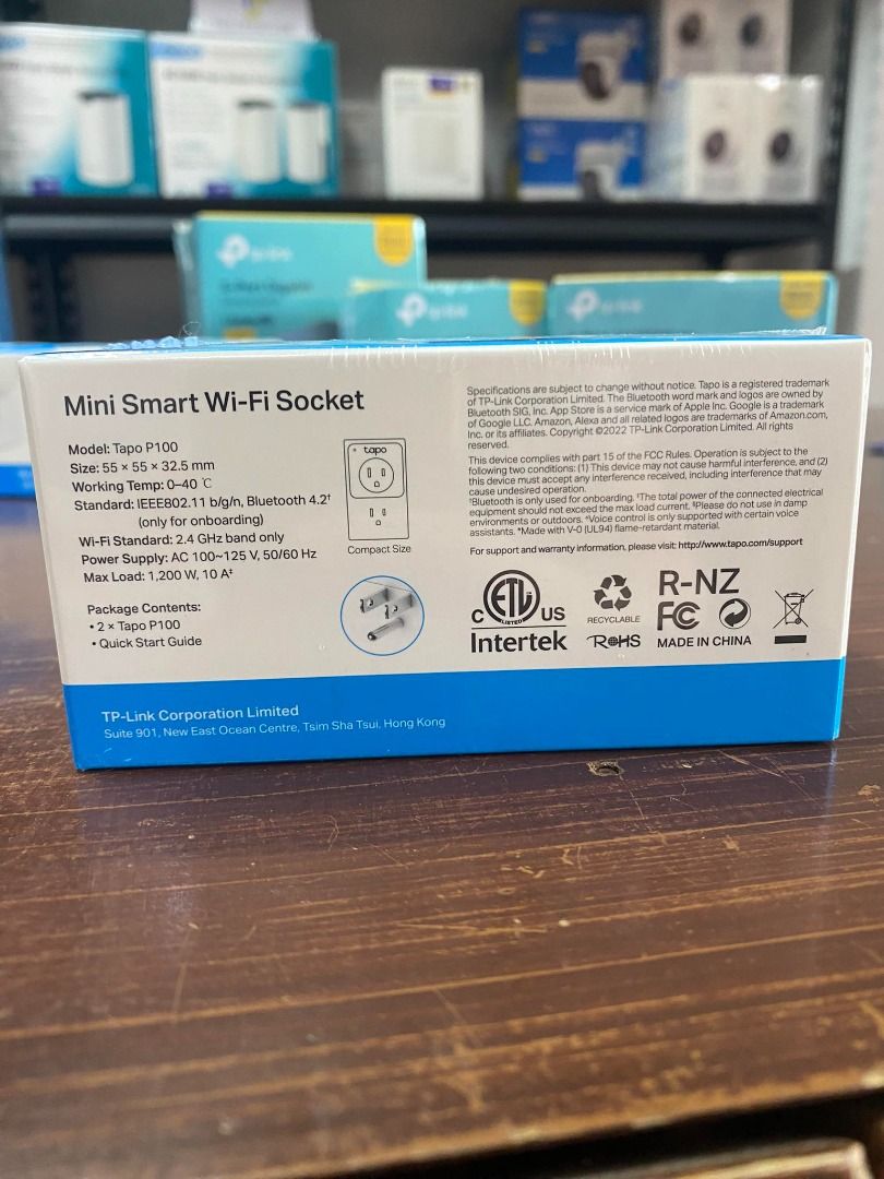 TP-Link Tapo P100 (2-pack) Mini Smart Wi-Fi Socket (Category: Electrical, Adaptors & Sockets) located in Pasig City. Submitted by technofuseofficial (Listing ID 1294165697, Image 3). Description: TP-Link Tapo P100 (2-pack) Mini Smart Wi-Fi Socket Wireless Type: 2.4 GHz Power Requirements: AC 100-240V~50/60 Hz 10 A Maximum Load: 1200 W, 10 A Remote Control – Instantly turn connected devices on/off wherever you are through the Tapo app Schedule – P