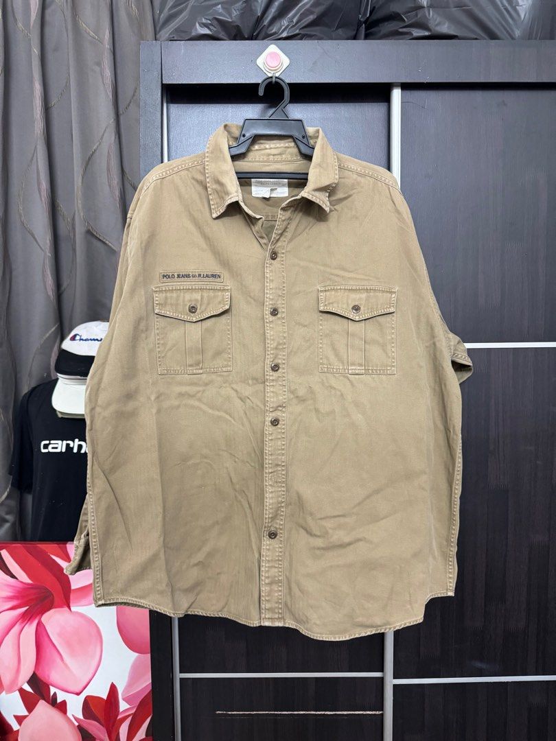 Vintage Ralph Lauren Military Shirt Men s Fashion Tops Sets Formal Shirts on Carousell