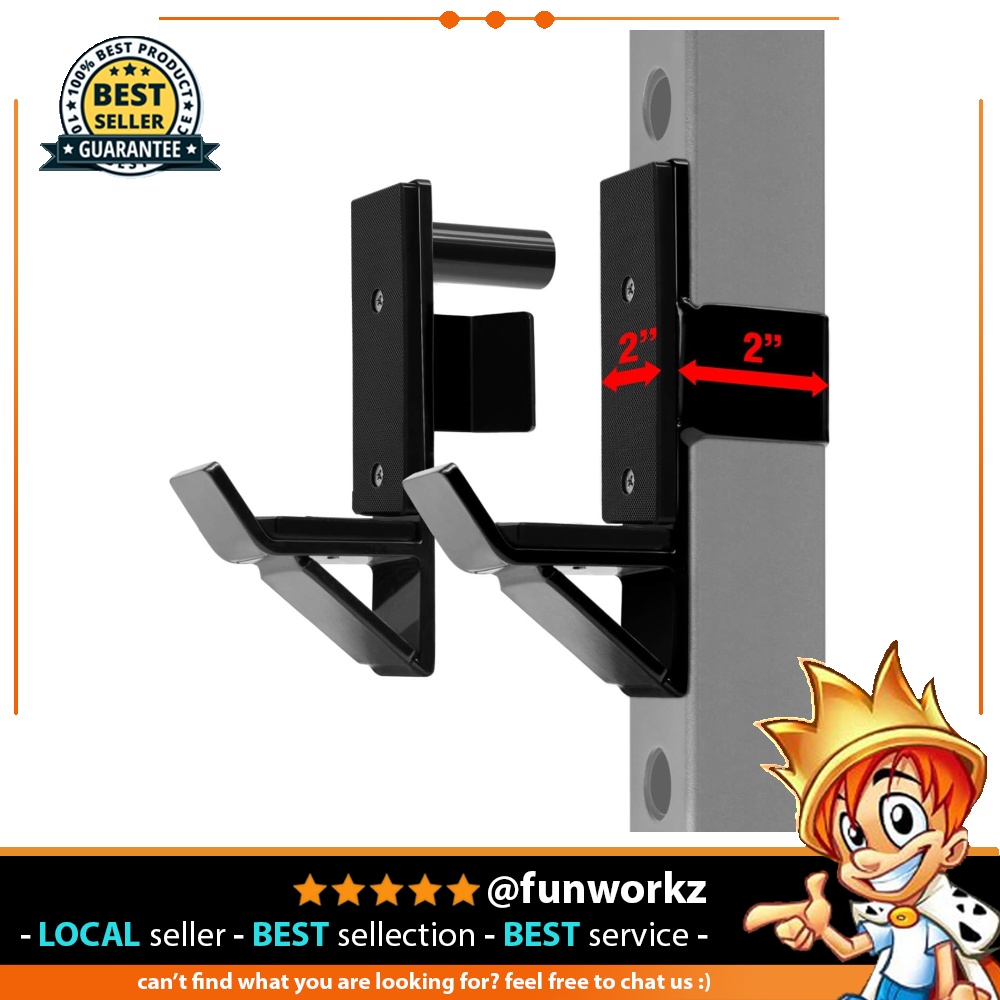 J Hook Barbell Holder for Power Rack/Weight Rack Fit 2x2 inch (Pair)