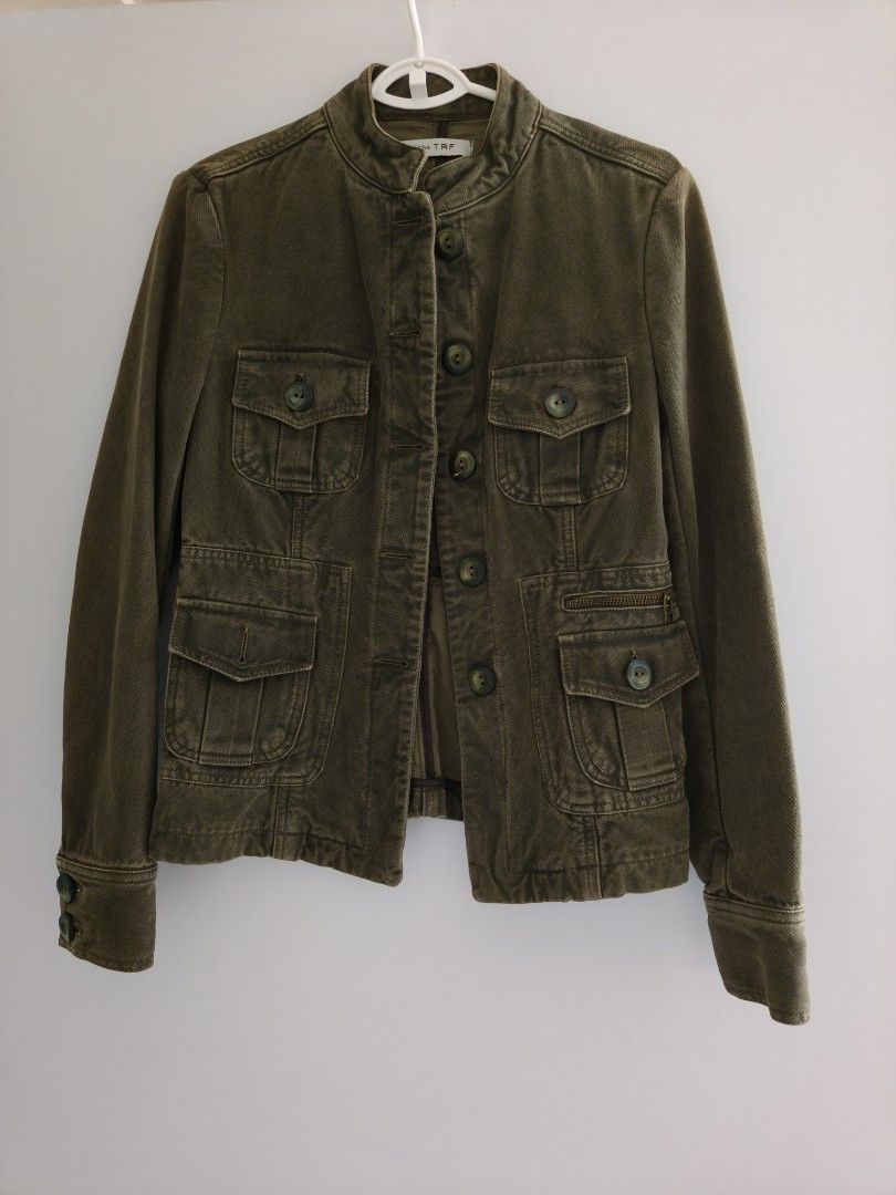 Zara olive green denim jacket