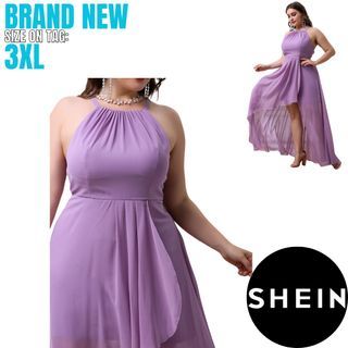 ‼️MOVING OUT SALE‼️ 3XL Brand New SHEIN Belle Plus Lilac Purple Chiffon Wrap Halter Maxi Formal Wedding Dress | Plus Size Wedding Dress