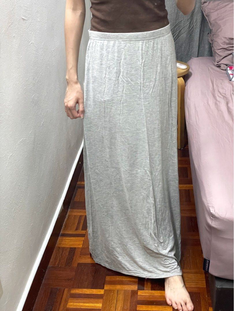 Grey cotton maxi skirt clearance