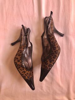 ⟢ Dolce & Gabbana pony hair sling back heels | D&G pointy leopard cheetah heels |kitten heels | dior chanel ysl saint laurent versace 90s 00s 2000s