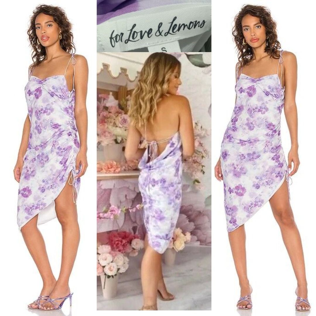 Authentic For Love Lemons Lavender Zinna Midi Dress Purple Colorful IN PURPLE Pastel Open Back Midi Dress For Love and lemons coquette cinched dress Size US 4 small Women s Fashion Dresses