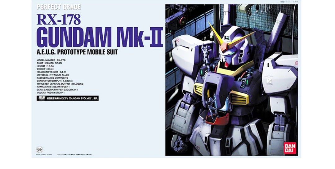 GUNPLA PG 1/60 Gundam RX-178 MK II A.E.U.G – Blanc – Bandai – Figurine à Assembler