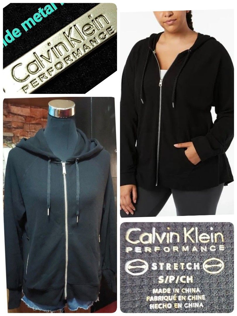 Calvin Klein Performance Womens Waffle Knit Zip Hoodie Women s Fashion Coats Jackets and Outerwear on Carousell