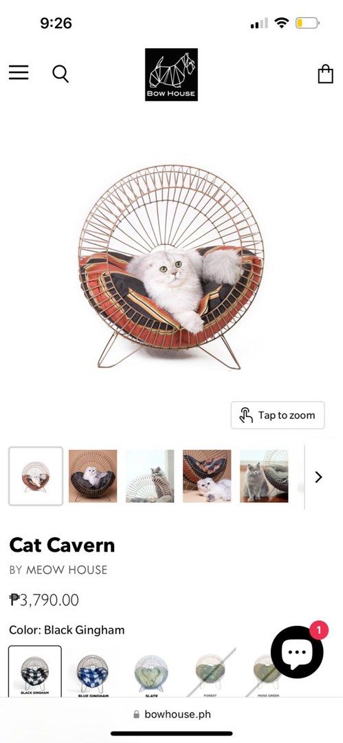 Cat bed (Category: Sofas) located in Mandaluyong City. Submitted by lulubelle86 (Listing ID 1294446441, Image 2). Description: Selling Cat Cavern - can fit small dogs too. Pick up in Mandaluyong.
