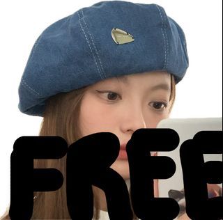 Free na lang ito (Shein denim beret hat cap y2k style)
