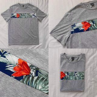 Gray Hawaiian Floral Tee Shirt (UNISEX)