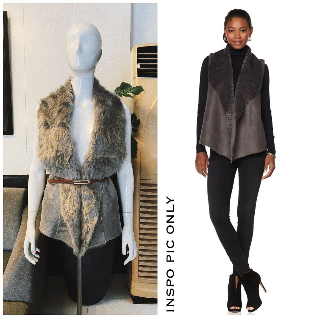 Faux fur suede vest top